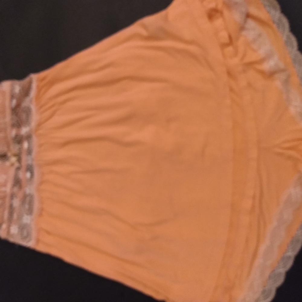 Two piece peach spaghetti strap sleep short set
